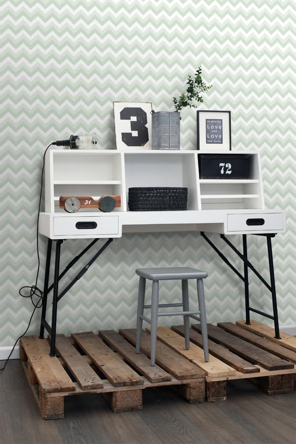 ESTAhome tapet sicksackmotiv mintgrönt och vitt 53 cm x 10,05 m