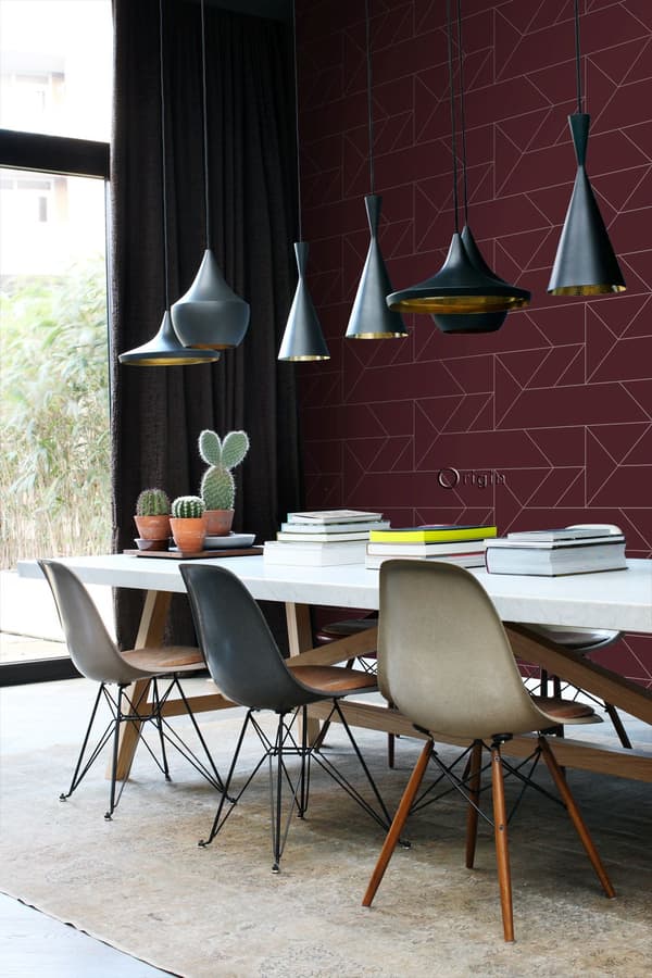 Origin Wallcoverings tapet grafiske linjer rødt 0,53 x 10,05 m