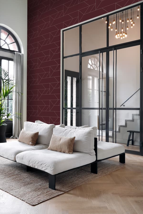 Origin Wallcoverings tapet grafiske linjer rødt 0,53 x 10,05 m