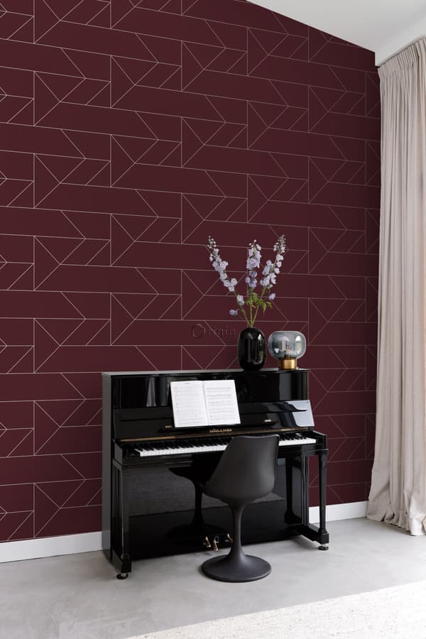 Origin Wallcoverings tapet grafiske linjer rødt 0,53 x 10,05 m