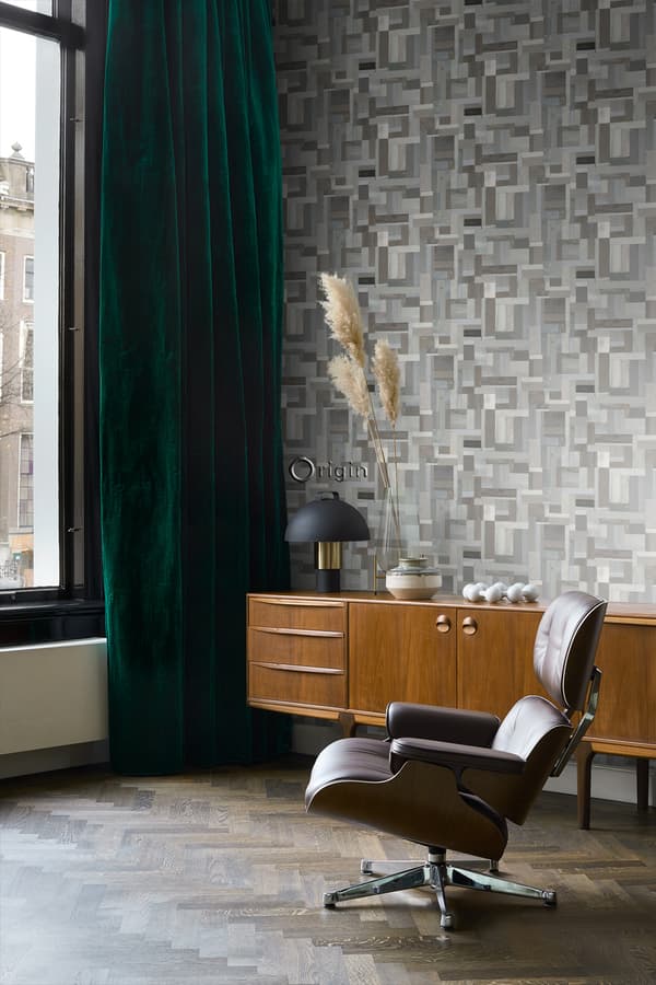 Origin Wallcoverings tapet träskräp plankor motiv ljusgrått och mullvadsgrått 53 cm x 10,05 m