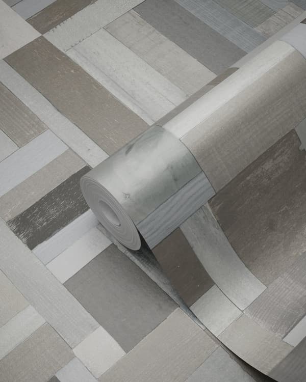 Origin Wallcoverings tapet träskräp plankor motiv ljusgrått och mullvadsgrått 53 cm x 10,05 m