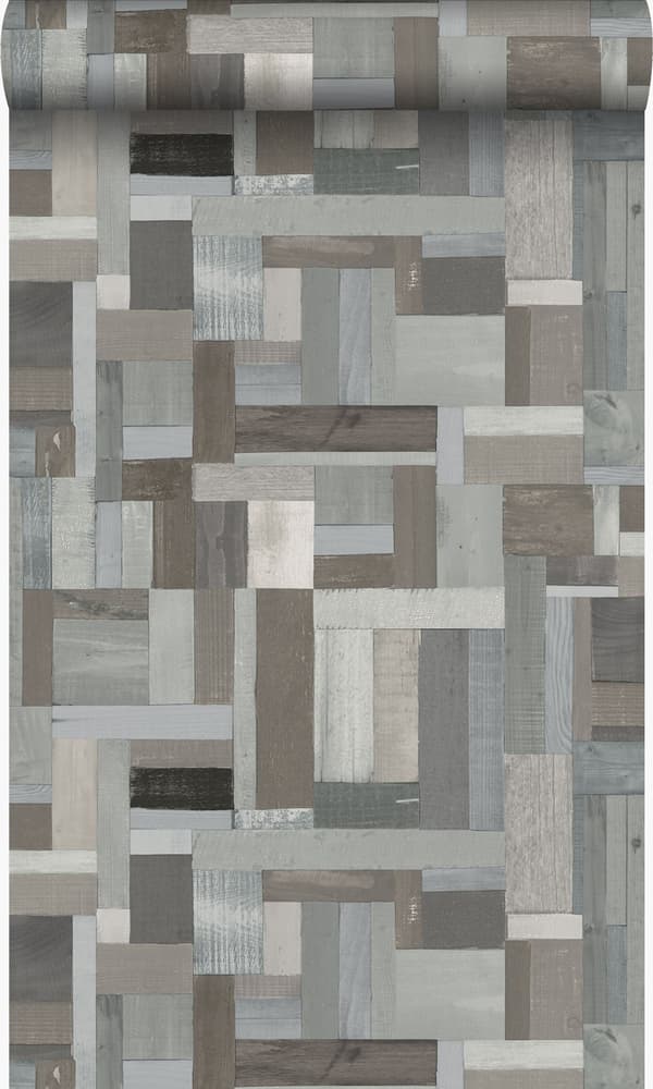 Origin Wallcoverings tapet träskräp plankor motiv ljusgrått och mullvadsgrått 53 cm x 10,05 m
