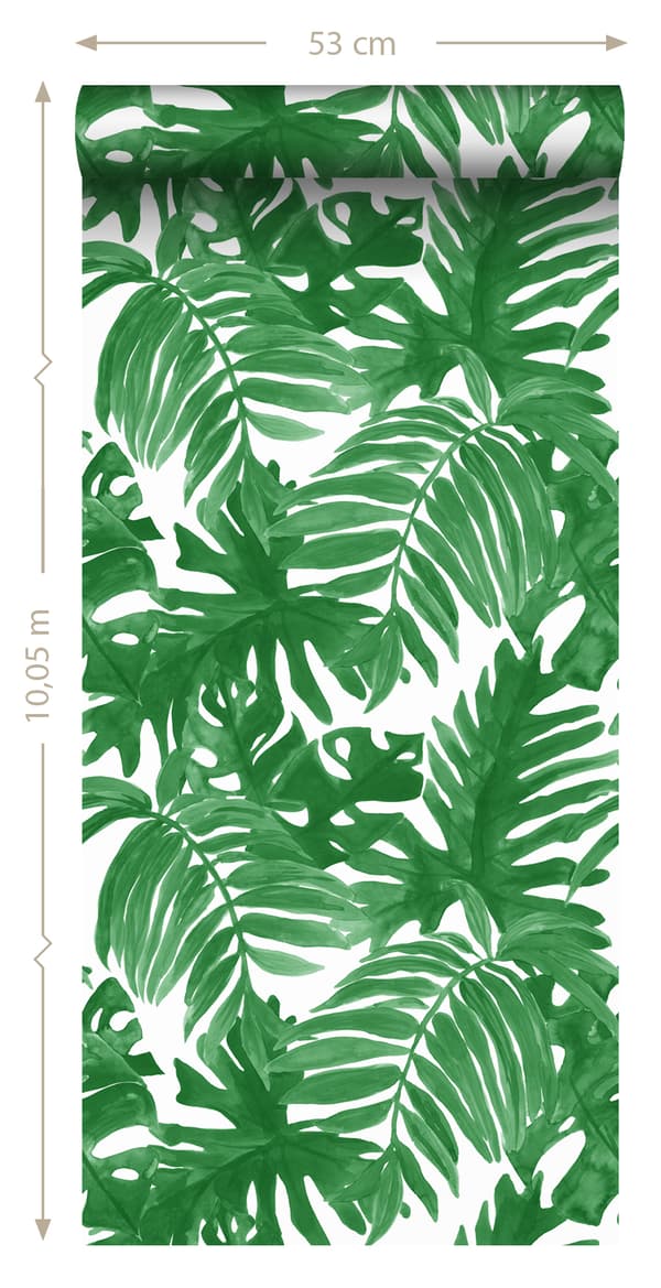 Sanders & Sanders tapet palmblad tropiskt djungelgrönt - 935266 - 0,53 x 10,05 m