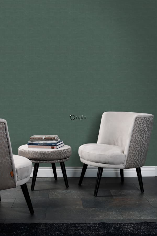 Origin Wallcoverings tapet linnestruktur mossgrönt 0,53 x 10,05 m