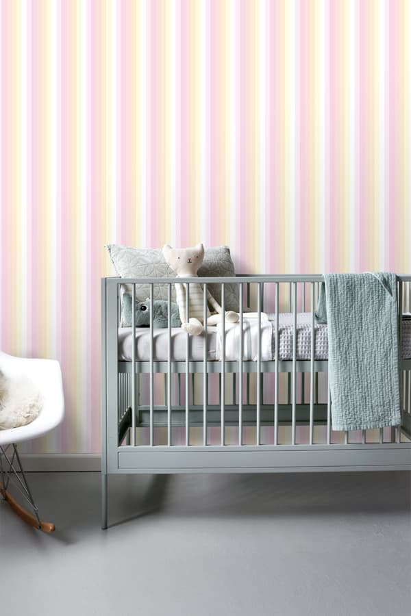 ESTAhome tapet regnbuestriber lyserosa og beige 53 cm x 10,05 m