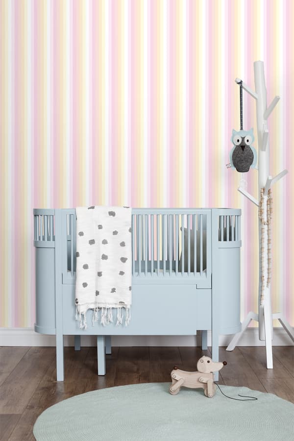 ESTAhome tapet regnbuestriber lyserosa og beige 53 cm x 10,05 m
