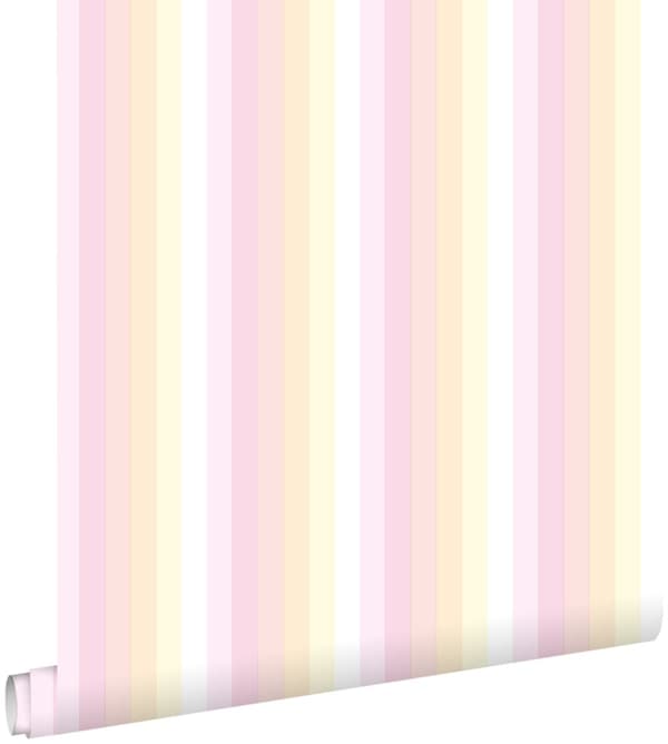 ESTAhome tapet regnbuestriber lyserosa og beige 53 cm x 10,05 m