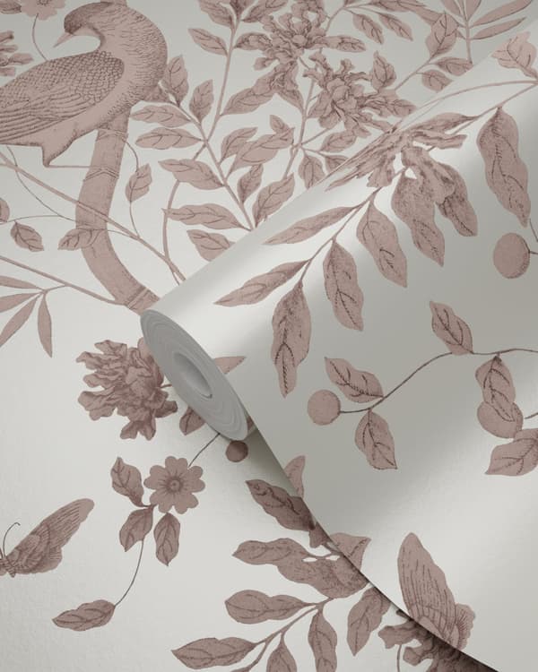 Origin Wallcoverings tapet fågelgravyr benvitt och glänsande kopparbrunt 53 cm x 10,05 m