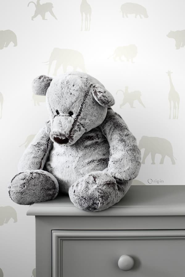Origin Wallcoverings tapet djur matt vitt och glänsande silver 0,53 x 10,05 m