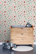 Miniatyrbild 2 av 7: ESTAhome tapet siffror & bokstäver beige 53 cm x 10,05 m