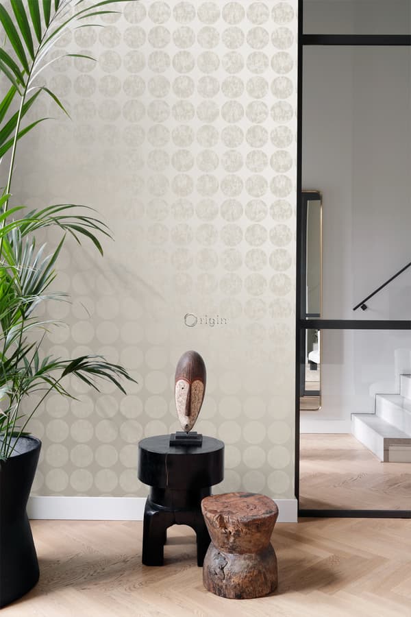 Origin Wallcoverings tapet stora slitna rundlar varm silver 53 cm x 10,05 m