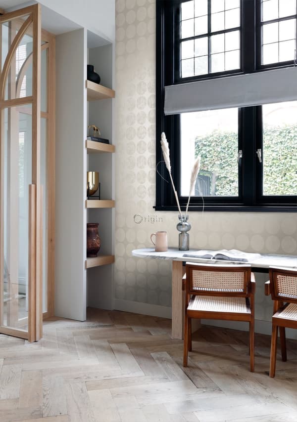 Origin Wallcoverings tapet stora slitna rundlar varm silver 53 cm x 10,05 m