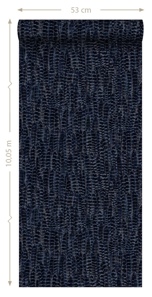 Origin Wallcoverings tapet fjädrar bläckblått 53 cm x 10,05 m