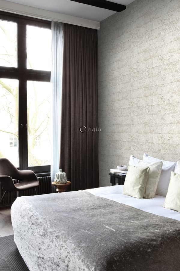 Origin Wallcoverings tapet kalksten i halvstensmur beige 53 cm x 10,05 m