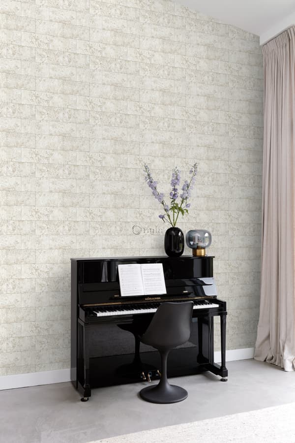 Origin Wallcoverings tapet kalksten i halvstensmur beige 53 cm x 10,05 m