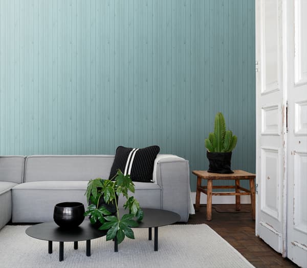 ESTAhome tapet träplankor från återanvänt träskräp grånat havsgrönt 53 cm x 10,05 m