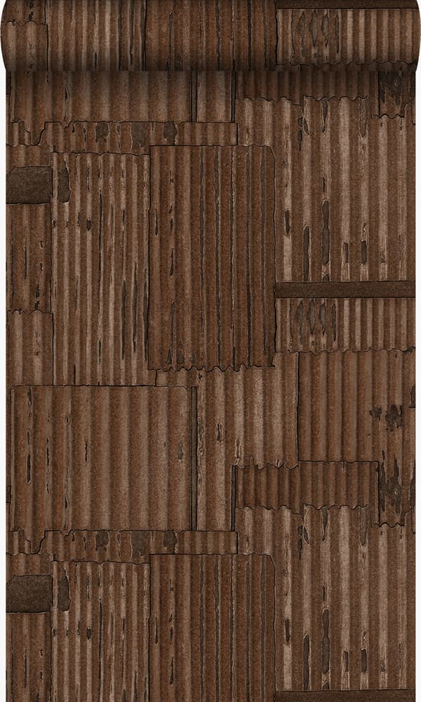 Origin Wallcoverings tapet industriell korrugerad plåt 3D rostbrunt 53 cm x 10,05 m