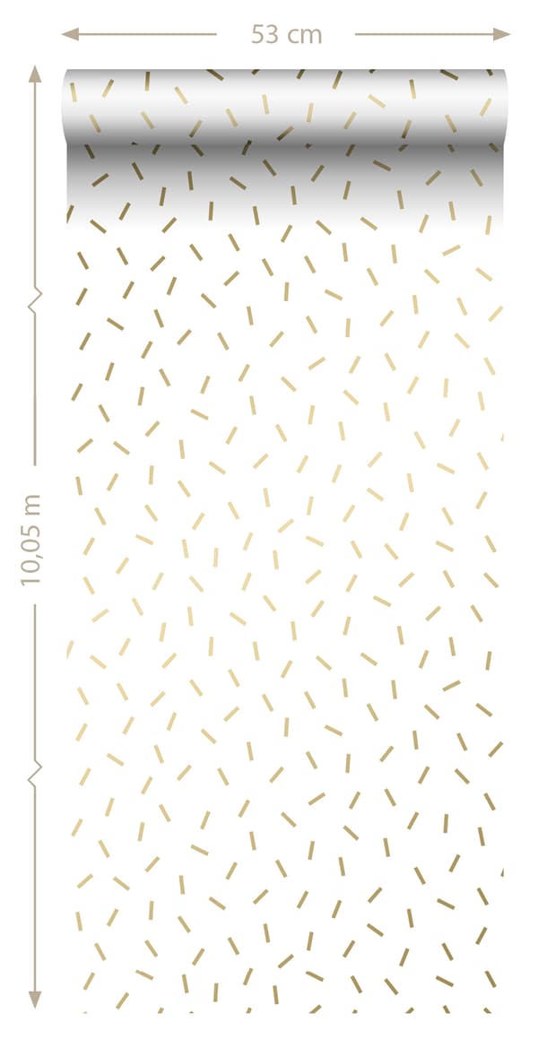 ESTAhome tapet grafiskt motiv vitt och guld - 139127 - 0,53 x 10,05 m