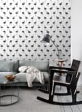 Miniatyrbild 6 av 8: ESTAhome tapet flamingos svart och vitt 0,53 x 10,05 m