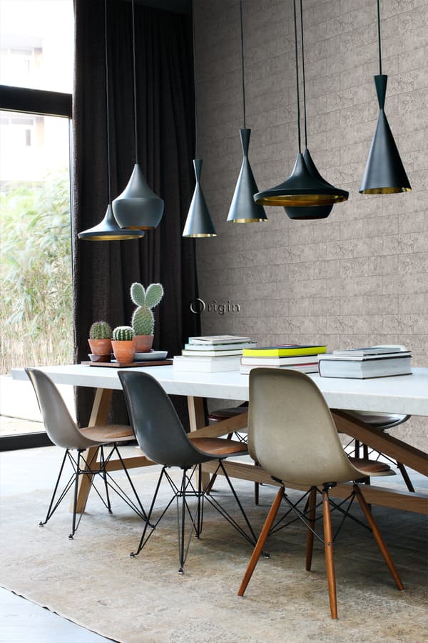 Origin Wallcoverings tapet kalksten i halvstensmur ljusgrått 53 cm x 10,05 m