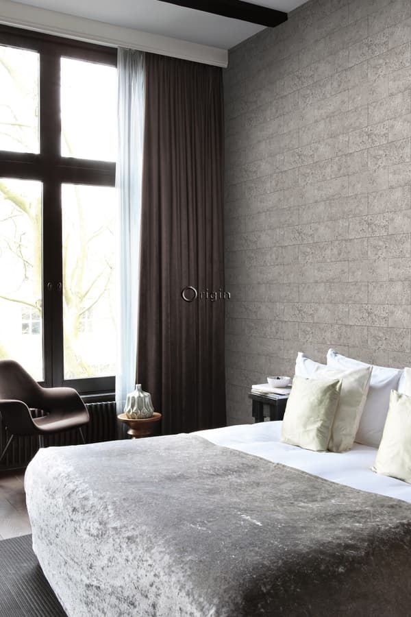 Origin Wallcoverings tapet kalksten i halvstensmur ljusgrått 53 cm x 10,05 m