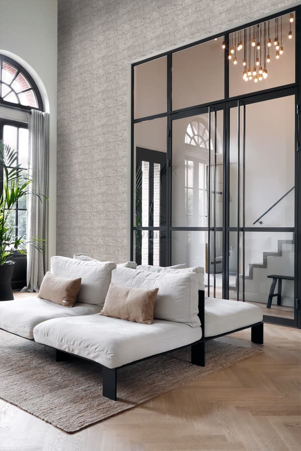 Origin Wallcoverings tapet kalksten i halvstensmur ljusgrått 53 cm x 10,05 m