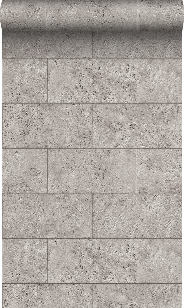 Origin Wallcoverings tapet kalksten i halvstensmur ljusgrått 53 cm x 10,05 m
