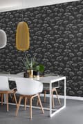 Miniatyrbillede 3 af 6: ESTAhome tapet blomsterskærme sort og hvidt 0,53 x 10,05 m