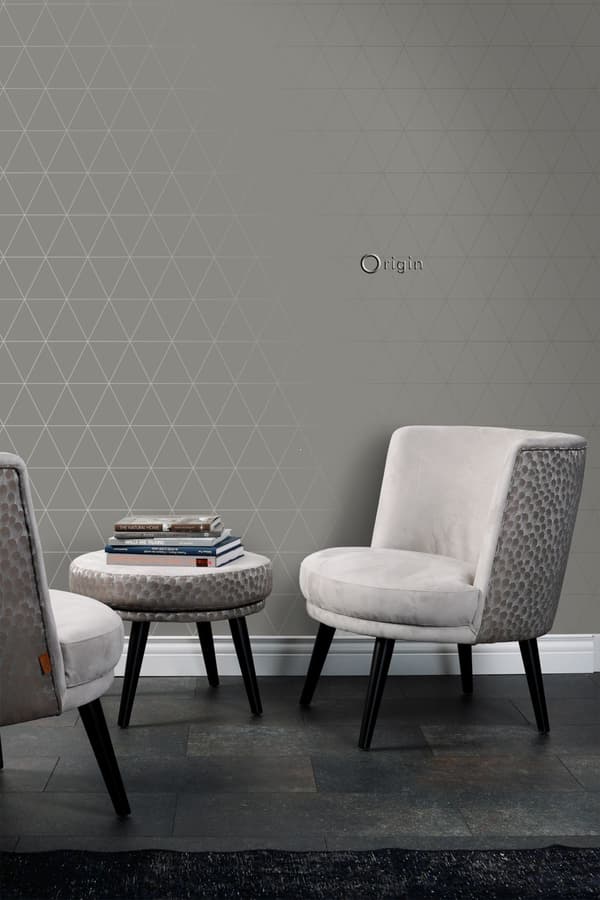 Origin Wallcoverings tapet grafiske trekanter varmgråt 0,53 x 10,05 m
