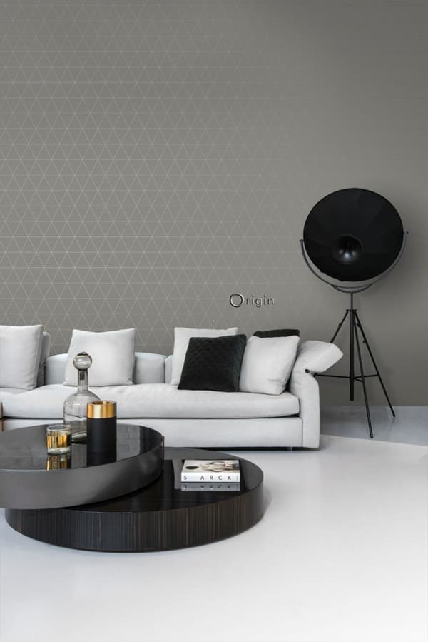 Origin Wallcoverings tapet grafiske trekanter varmgråt 0,53 x 10,05 m