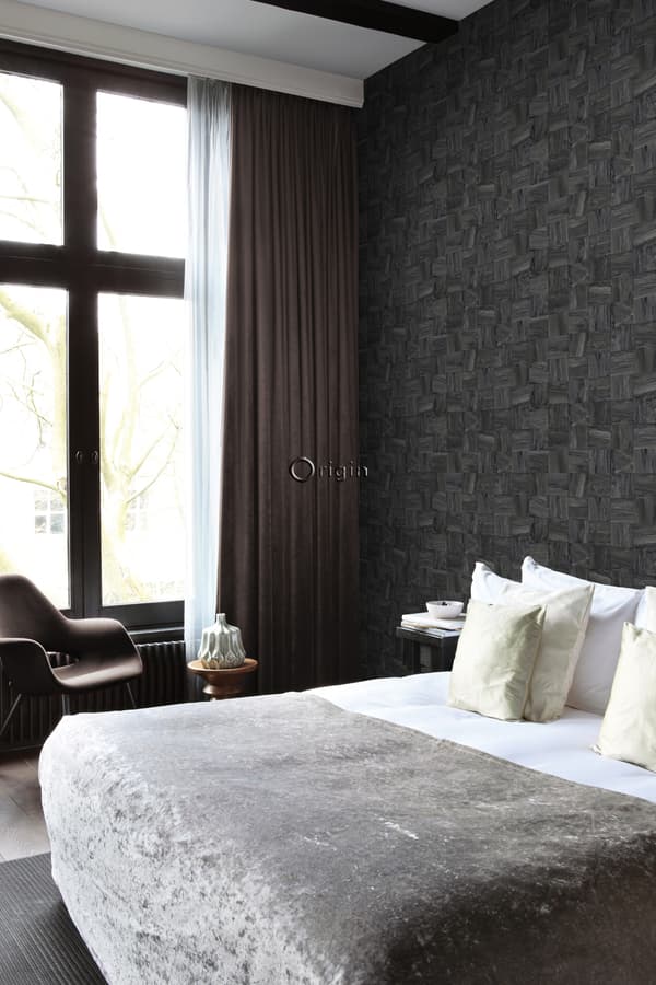 Origin Wallcoverings tapet fyrkantig bitar av träskräp svart 53 cm x 10,05 m