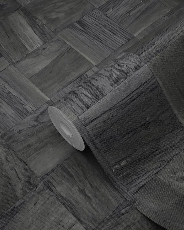 Origin Wallcoverings tapet fyrkantig bitar av träskräp svart 53 cm x 10,05 m