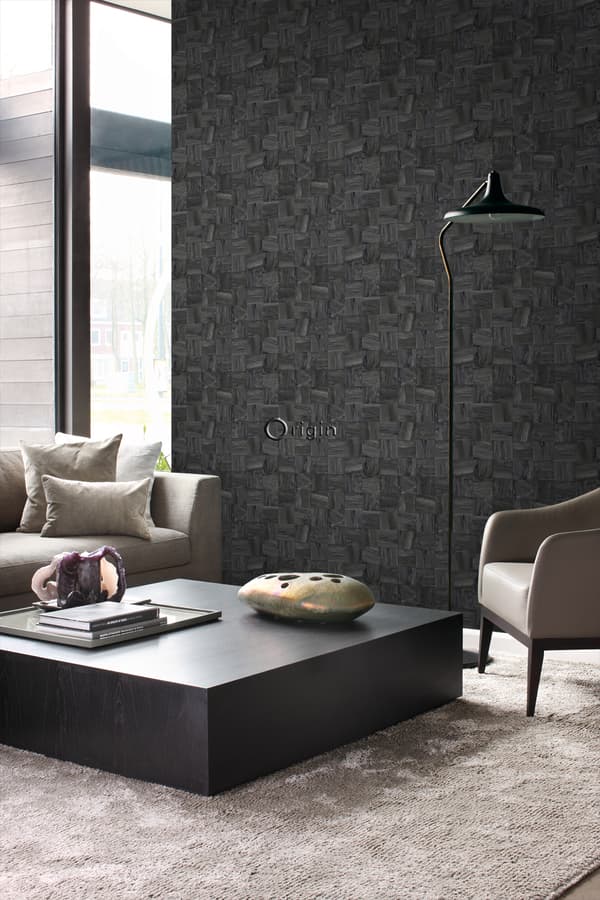 Origin Wallcoverings tapet fyrkantig bitar av träskräp svart 53 cm x 10,05 m