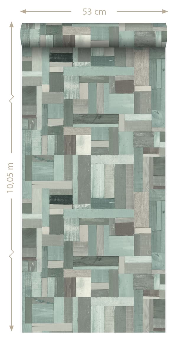 Origin Wallcoverings tapet träskräp plankor motiv grågrönt 53 cm x 10,05 m