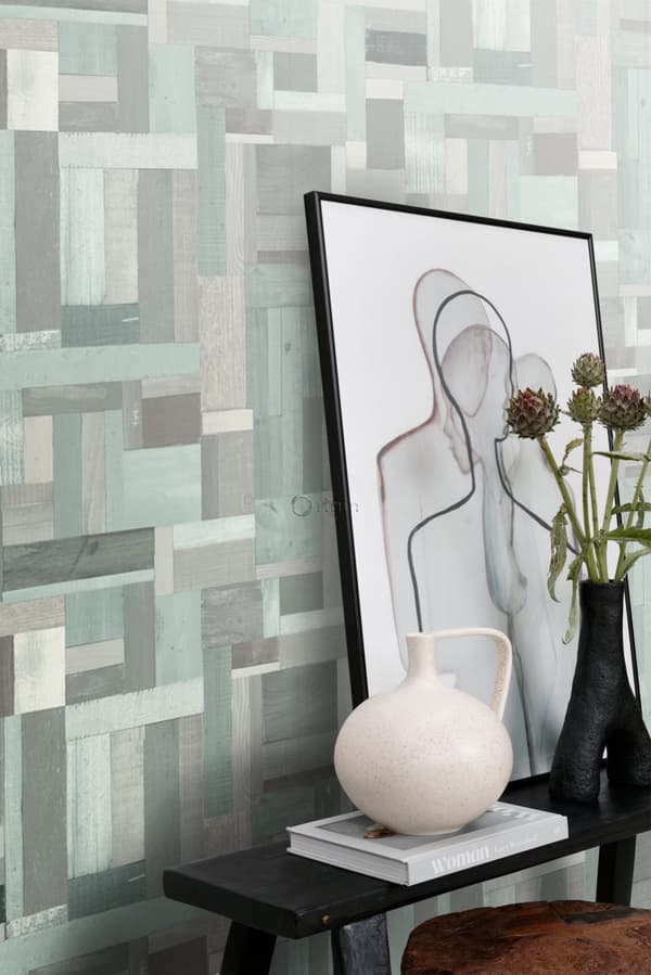 Origin Wallcoverings tapet träskräp plankor motiv grågrönt 53 cm x 10,05 m