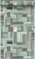 Miniatyrbild 1 av 8: Origin Wallcoverings tapet träskräp plankor motiv grågrönt 53 cm x 10,05 m