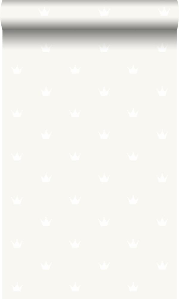 Origin Wallcoverings tapet små kronor varmt grått och vitt 0,53 x 10,05 m