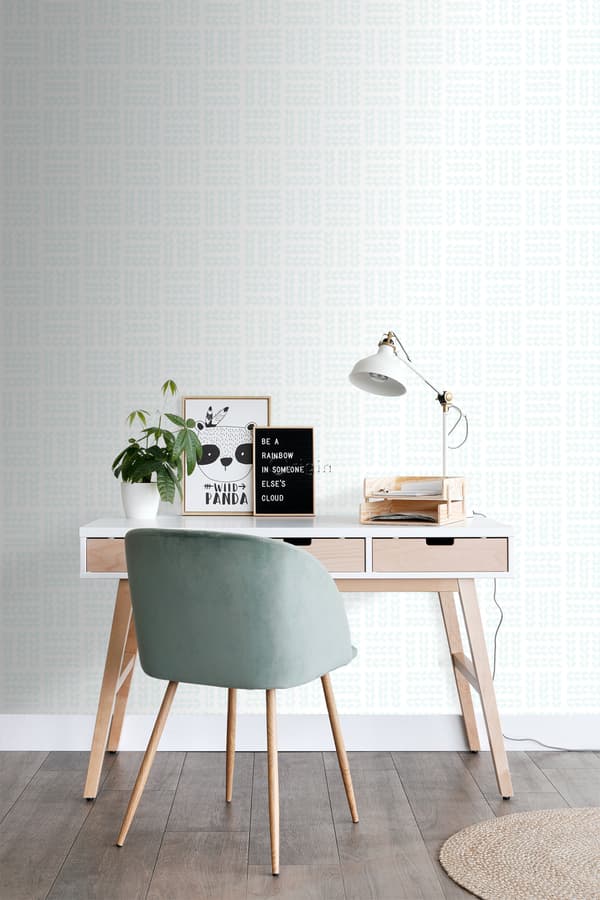Origin Wallcoverings tapet löv vitt och gråaktigt mintgrönt 53 cm x 10,05 m