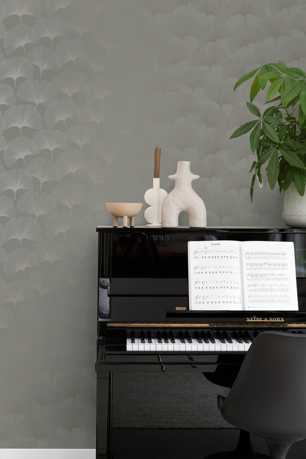 Origin Wallcoverings tapet ginkgoblade varmgråt 0,53 x 10,05 m