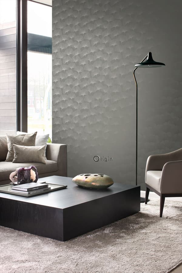 Origin Wallcoverings tapet ginkgoblade varmgråt 0,53 x 10,05 m