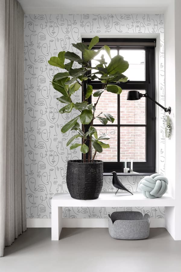 ESTAhome tapet ansikten svart och vitt 0,53 x 10,05 m