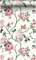 Miniatyrbillede 1 af 8: Origin Wallcoverings tapet blomster cremehvid, lyserødt og grønt 53 cm x 10,05 m
