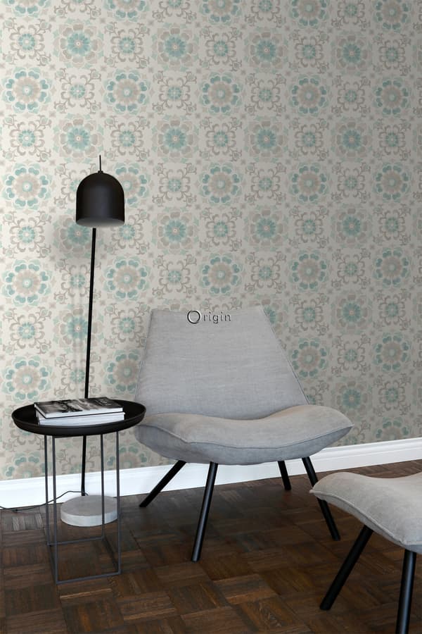 Origin Wallcoverings tapet suzani-blomster celadon grønt 53 cm x 10,05 m
