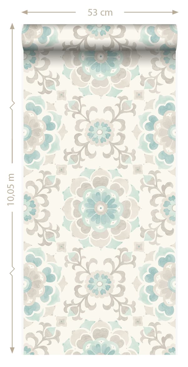 Origin Wallcoverings tapet suzani-blomster celadon grønt 53 cm x 10,05 m