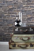 Miniatyrbillede 2 af 8: ESTAhome tapet murstenmur blåt og brunt 53 cm x 10,05 m