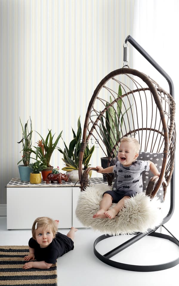 ESTAhome tapet ränder ljusblått 53 cm x 10,05 m