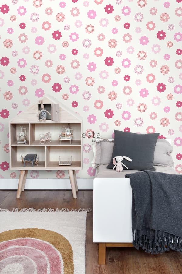 ESTAhome tapet spets rosa 53 cm x 10,05 m