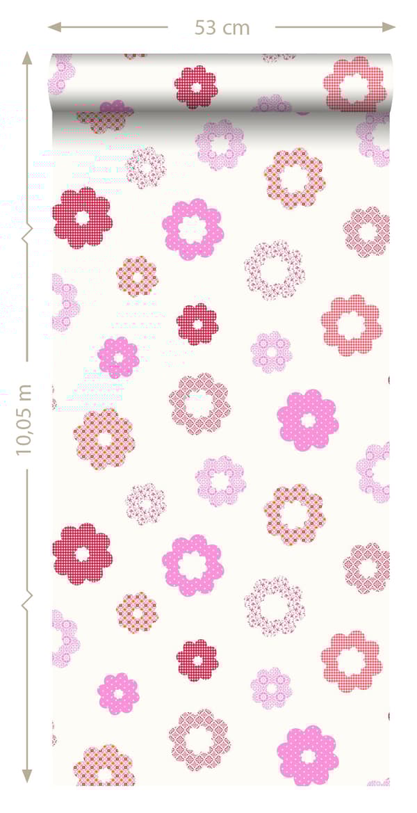 ESTAhome tapet spets rosa 53 cm x 10,05 m