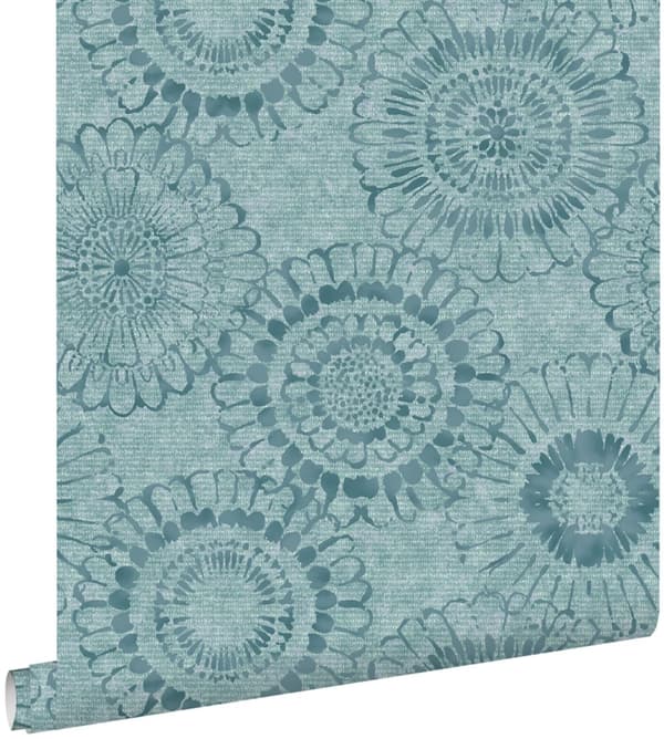 ESTAhome tapet blommor havsgrönt 53 cm x 10,05 m